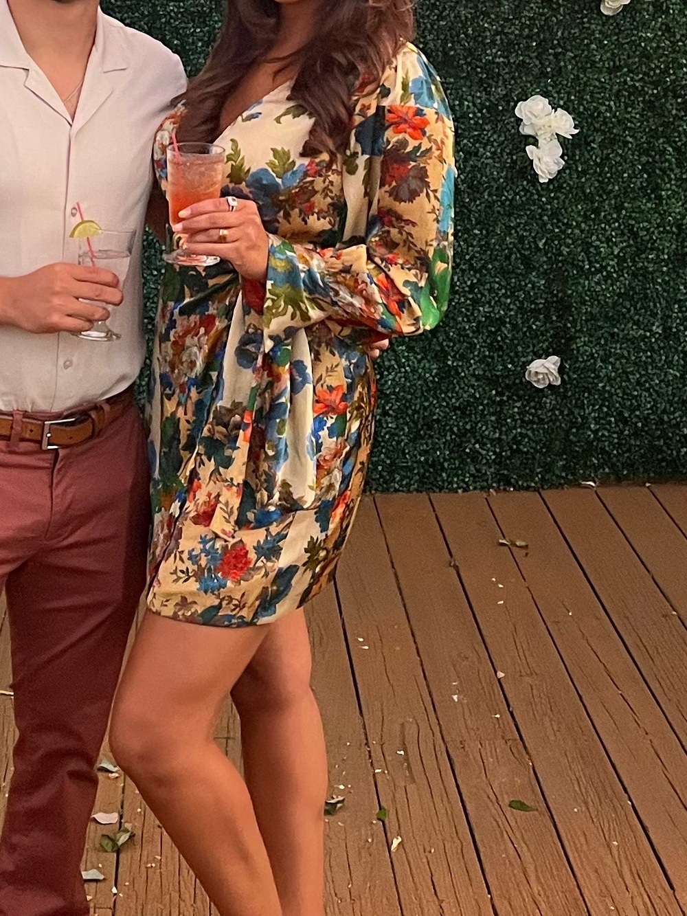 Zara Floral Satin Wrap Dress - Picture 7 of 7